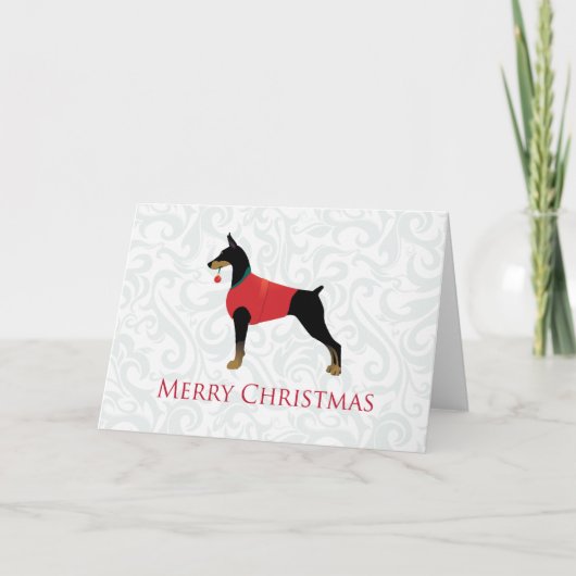 Ontwerp van Kerstmis van de Hond van Pinscher van Feestdagen Kaart (Voorkant)