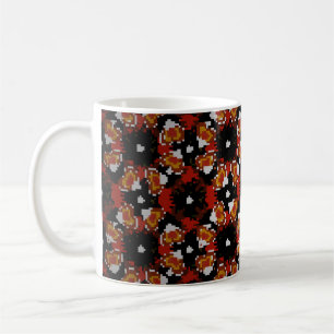 ontwerp van ketting in rood, bruin en in roze koffiemok