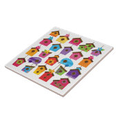 Ontwerp van kleurrijke vogelhuizen tegeltje (Zijkant)