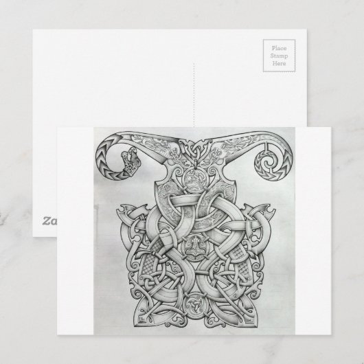 ONTWERP VAN KNOTWORK VIKING & OSEBERG BRIEFKAART (Voorkant / Achterkant)
