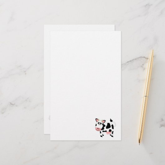 Ontwerp van koe briefpapier (Voorkant / Achterkant in situ)
