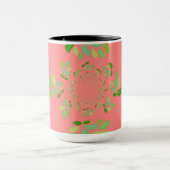 Ontwerp van koraal en groen leder mok (Midden)