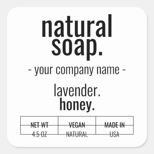 Ontwerp van label voor natuurlijke zeep (Voorkant)