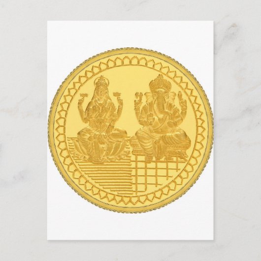 ONTWERP VAN LAKSHMI- EN GANESH GOLD-MUNTEN BRIEFKAART (Voorkant)