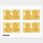 ONTWERP VAN LAKSHMI- EN GANESH GOLD-MUNTEN RECHTHOEKIGE STICKER (Vel)