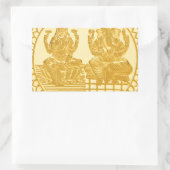 ONTWERP VAN LAKSHMI- EN GANESH GOLD-MUNTEN RECHTHOEKIGE STICKER (Tas)