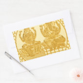 ONTWERP VAN LAKSHMI- EN GANESH GOLD-MUNTEN RECHTHOEKIGE STICKER (Envelop)