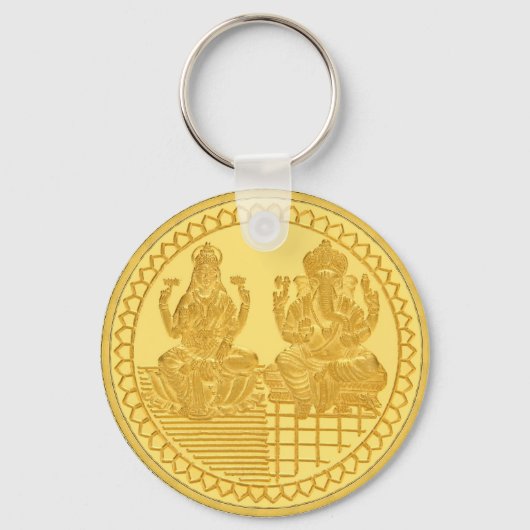 ONTWERP VAN LAKSHMI- EN GANESH GOLD-MUNTEN SLEUTELHANGER (Voorkant)