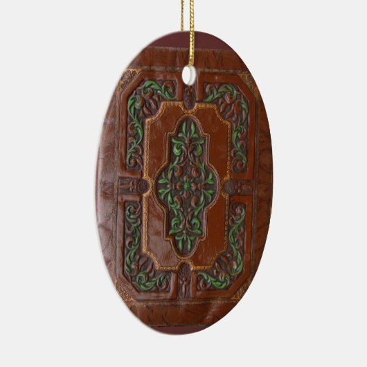 Ontwerp van lederen doos ~ versiering keramisch ornament (Rechts)