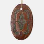 Ontwerp van lederen doos ~ versiering keramisch ornament (Links)