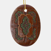 Ontwerp van lederen doos ~ versiering keramisch ornament (Achterkant)