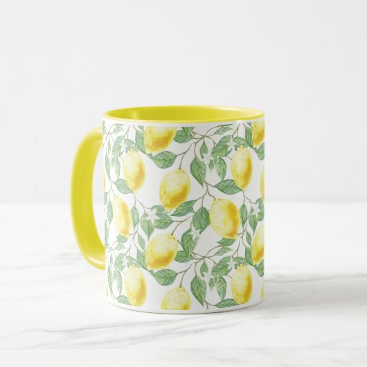 Ontwerp van leemons en bladeren mok (Voorkant links)