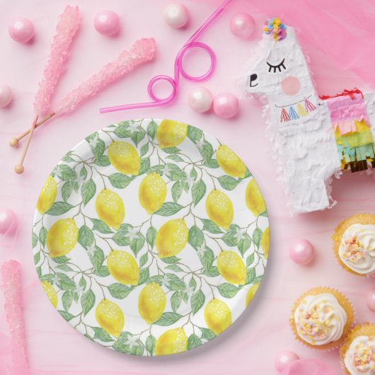 Ontwerp van leemons en bladeren papieren bordje (Feest)