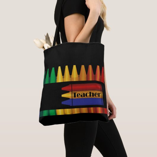 Ontwerp van leraar Crayon Tote Bag (Dichtbij)