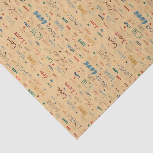 Ontwerp van liefdestekstontwerpen voor Valentijnse Tissuepapier (Detail)