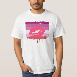 ONTWERP VAN LIPSTICK LESBIAN PRIDE FLAG STRIPES T-SHIRT