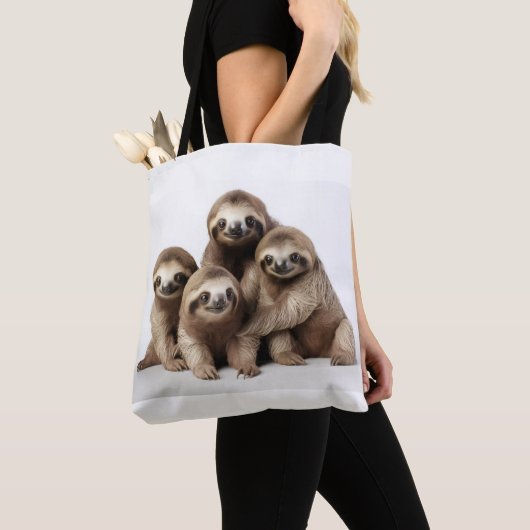Ontwerp van luiaards achtergrond tote bag (Dichtbij)