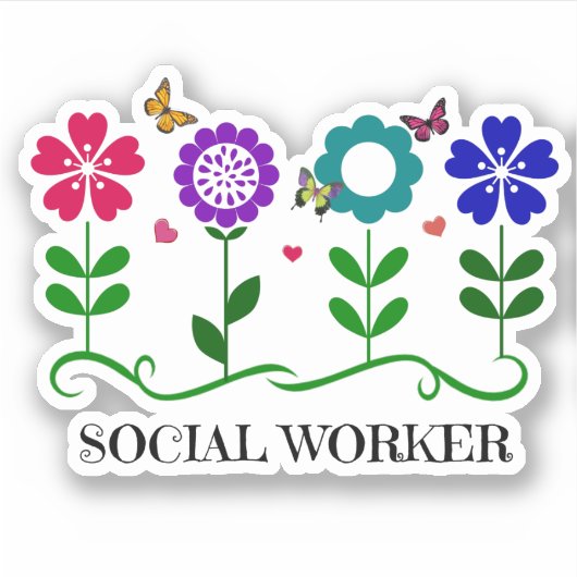 ontwerp van maatschappelijk werkers, bloemen en vl sticker (Voorkant)