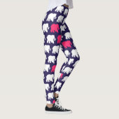 Ontwerp van marineblauw en roze olifanten leggings (Rechts)