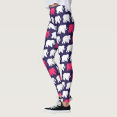 Ontwerp van marineblauw en roze olifanten leggings (Links)