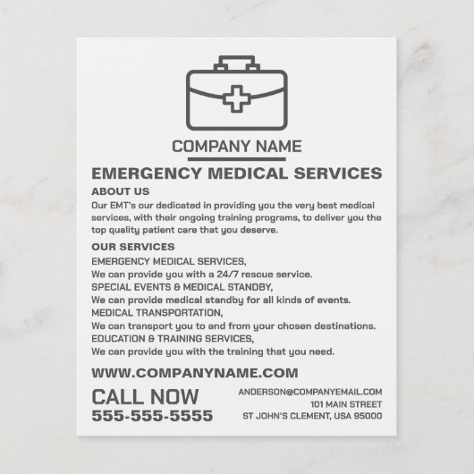 Ontwerp van medische verpakking, EMT, Paramedische Flyer (Voorkant)