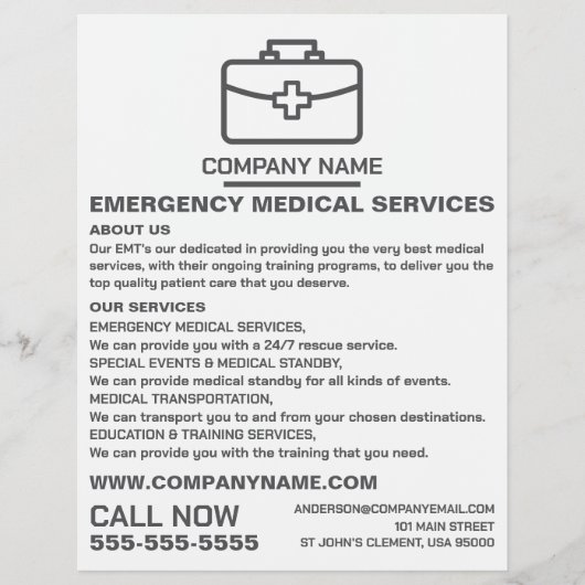 Ontwerp van medische verpakking, EMT, Paramedische Flyer (Voorkant)