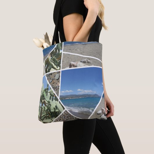 Ontwerp van mediterrane collage tote bag (Dichtbij)
