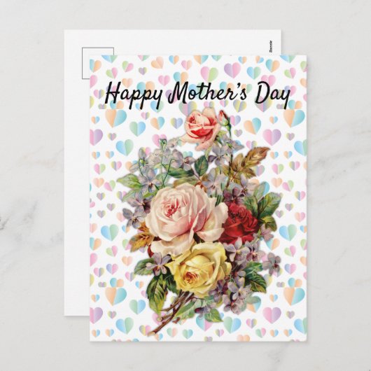 Ontwerp van moederdag Floral Elegant Briefkaart (Voorkant / Achterkant)