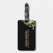 Ontwerp van Monogram Elegant Black en Gold Muziekn Bagagelabel (Achterkant verticaal)