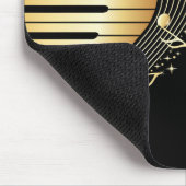 Ontwerp van Monogram Elegant Black en Gold Muziekn Muismat (Hoek)