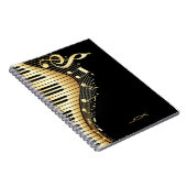 Ontwerp van Monogram Elegant Black en Gold Muziekn Notitieboek (Rechterzijde)