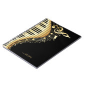 Ontwerp van Monogram Elegant Black en Gold Muziekn Notitieboek (Linkerzijde)