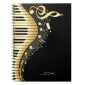 Ontwerp van Monogram Elegant Black en Gold Muziekn Notitieboek (Voorkant)