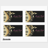 Ontwerp van Monogram Elegant Black en Gold Muziekn Rechthoekige Sticker (Vel)