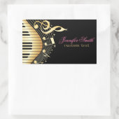 Ontwerp van Monogram Elegant Black en Gold Muziekn Rechthoekige Sticker (Tas)