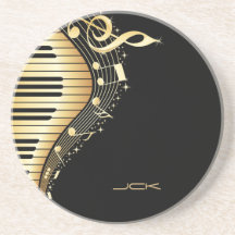 Ontwerp van Monogram Elegant Black en Gold Muziekn