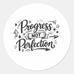 Ontwerp van Motivatiecitaten: Vooruitgang Niet Per Ronde Sticker
