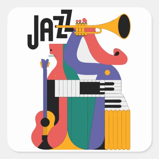 ontwerp van muziekinstrumenten vierkante sticker (Voorkant)