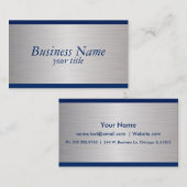 Ontwerp van Navy Blue en Brush Silver Visitekaartje (Voorkant / Achterkant)