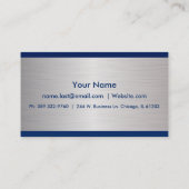 Ontwerp van Navy Blue en Brush Silver Visitekaartje (Achterkant)
