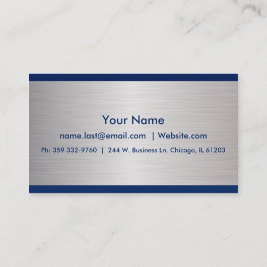 Ontwerp van Navy Blue en Brush Silver Visitekaartje (Achterkant)