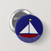 Ontwerp van Navy Blue en Red Sailboat Ronde Button 5,7 Cm (Voorkant /achterkant)