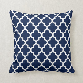 Ontwerp van Navy Blue en White Quatrefoil | DIY-kl Kussen