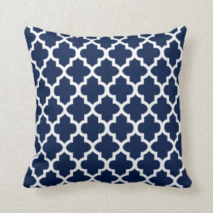 Ontwerp van Navy Blue en White Quatrefoil   DIY-kl Kussen