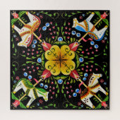 Ontwerp van Noorse/Noordse/Zwitserse folkpaarden Legpuzzel (Verticaal)