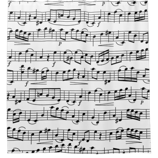 Ontwerp van notities voor muziek douchegordijn (Voorkant)