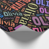 Ontwerp van Olivia Name-tekst - Achtergrond wijzig Cadeaupapier (Hoek)