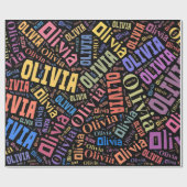 Ontwerp van Olivia Name-tekst - Achtergrond wijzig Cadeaupapier (Vlak)