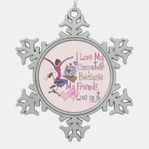 Ontwerp van online vrienden Gezegde Tin Sneeuwvlok Ornament