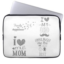Ontwerp van op de familie geïnspireerde tekstcitat laptop sleeve